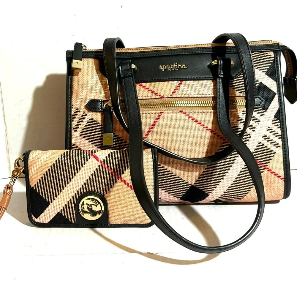 Spartina 449 Bella telfair pink plaid satchel handbag